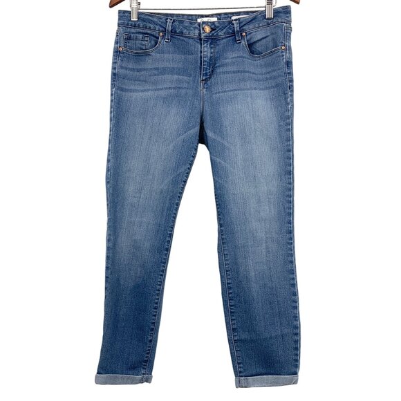 Jessica Simpson Rolled Crop Skinny Jeans Women Size 10 30 Blue Denim Stretch EUC - Picture 1 of 6